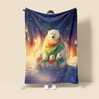 Christmas Bear And Animals Scandinavian Super Soft Blanket,Lightweight Fashion Novelty Flannel Throw Blankets Warm 3D Printed All Seasons Room Decoration Gifts Christmas Decoration For Home Lightinthebox - thumbnail