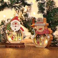 Christmas Decorations LED Lights Santa Claus Shaped Wooden Christmas Decorations Hotel Window Layout  1PC Lightinthebox - thumbnail