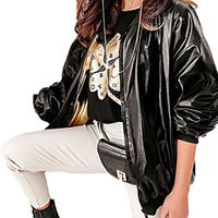 Women's Jacket Street Daily Going out Winter Spring Regular Coat Regular Fit Breathable Casual Jacket Long Sleeve Solid Color Pocket Black Lightinthebox - thumbnail