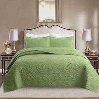 Solid Color Bed Cover Cotton Quilted Quilt Three Piece Set Home Textile American Style Simple and Washed Pure Cotton Bedding Weighted Blanket Duvet Cover Quilt Bedspread miniinthebox - thumbnail