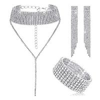 Bride's  Full Diamond Claw Chain Tassel Bracelet Earrings Neckchain Three piece Set Jewely Sets Lightinthebox - thumbnail
