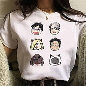 Inspired by Yuri on Ice Cosplay Anime Cartoon Polyester / Cotton Blend Print Harajuku Graphic Kawaii T-shirt For Women's / Men's miniinthebox
