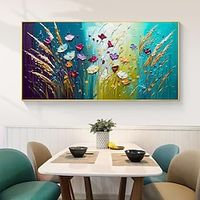 Hand painted Abstract Blooming Flower Oil Painting On Canvas Original Textured Wall Art Handmade Colorful Floral Painting Living room Wall Decor Lightinthebox