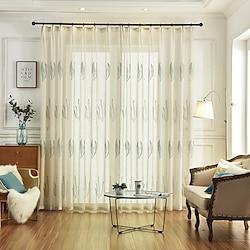 One Panel Korean Pastoral Style Linen And Cotton Embroidered Gauze Curtain Living Room Bedroom Dining Room Study Semi Transparent Gauze Curtain Lightinthebox