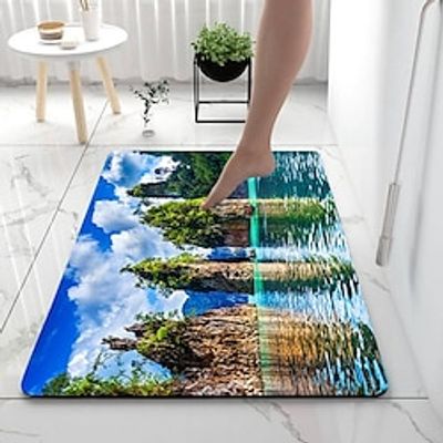 Landscape Diatomaceous Earth Bath Mat Soft Mat Rubber Anti-Slip Fast Dry Super Absorbent Thin Bathroom Mat for Under Door - Bathroom Floor Mat Rug Bathtub Front Shower Mat Sink miniinthebox