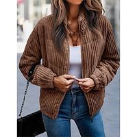 Women's Winter Coat Fall Zipper Cropped Jacket Thermal Warm Windproof Comtemporary Stylish Casual Jacket Long Sleeve Solid Color Full Zip Black Light Green Pink Lightinthebox - thumbnail