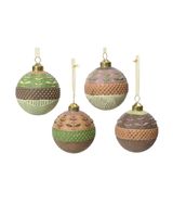 Kaemingk Decoris Bauble Glass with Leaves, Dots & Swirl Printing Assorted 1 Piece
