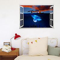 3D New Fake Window Wall Stickers Dolphin Cat Starry Sky Boat Living Room Bedroom Corridor Decoration Can Be Removed Stickers miniinthebox - thumbnail