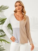 YOINS Colorblock Patchwork Round Neck Long Sleeves Tee - thumbnail