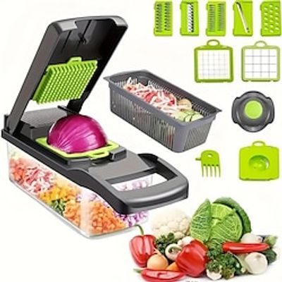 16pcsSet, Vegetable Chopper, Multifunctional Fruit Slicer, Manual Food Grater, Vegetable Slicer, Cutter With Container, Onion Mincer Chopper, Household Potato Shredder, Kitchen Stuff, Kitchen Gadgets Lightinthebox