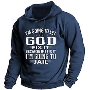 Men's Hoodie Black Blue Hooded Letter Print Sports  Outdoor Daily Sports Streetwear Casual Fall  Winter Clothing Apparel Hoodies Sweatshirts  miniinthebox