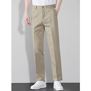 Men's Trousers Chinos Chino Pants Zipper Button Pocket Plain Comfort Breathable Outdoor Daily Going out 100% Cotton Fashion Casual Gray Green Smoky gray miniinthebox