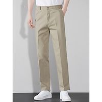 Men's Trousers Chinos Chino Pants Zipper Button Pocket Plain Comfort Breathable Outdoor Daily Going out 100% Cotton Fashion Casual Gray Green Smoky gray miniinthebox - thumbnail