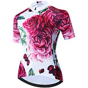 21Grams Women's Short Sleeve Cycling Jersey Summer Spandex Rose Red Rose Bike Top Mountain Bike MTB Road Bike Cycling Quick Dry Moisture Wicking Sports Clothing Apparel / Stretchy / Athleisure miniinthebox