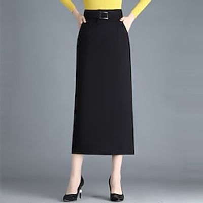 Women's Skirt Bodycon Long Skirt Midi Polyester Black Skirts Winter Split Ends Fashion Casual Street Daily M L XL miniinthebox Women's Skirt Bodycon Long Skirt Midi Polyester Black Skirts Winter Split Ends Fashion Casual Street Daily M L XL miniinthebox