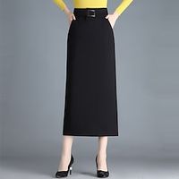 Women's Skirt Bodycon Long Skirt Midi Polyester Black Skirts Winter Split Ends Fashion Casual Street Daily M L XL miniinthebox - thumbnail
