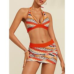 Embroidered Stripe Longline Bikini Set Lightinthebox