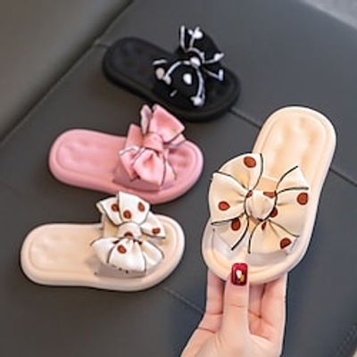 Girls' Slippers  Flip-Flops Daily Synthetics Shock Absorption Breathability Non-slipping Big Kids(7years ) Little Kids(4-7ys) Toddler(2-4ys) Casual Daily Bowknot Black Pink Apricot Summer Lightinthebox