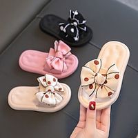 Girls' Slippers  Flip-Flops Daily Synthetics Shock Absorption Breathability Non-slipping Big Kids(7years ) Little Kids(4-7ys) Toddler(2-4ys) Casual Daily Bowknot Black Pink Apricot Summer miniinthebox - thumbnail