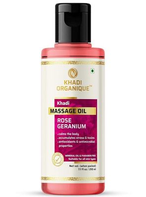 Khadi Organique Rose Geranium Massage oil (Mineral Oil free ) 210ml Khadi Organique Rose Geranium Massage oil (Mineral Oil free ) 210ml