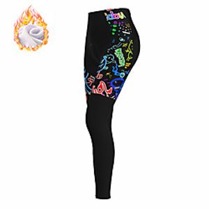 21Grams Women's Cycling Tights Winter Fleece Spandex Bike Tights Fleece Lining Warm Moisture Wicking Sports Graffiti Black Mountain Bike MTB Road Bike Cycling Clothing Apparel Bike Wear  Athleisure Lightinthebox