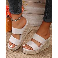 Women's Sandals Boho Bohemia Beach Party Outdoor Vacation Platform Peep Toe Fashion Microbial Leather Black White Brown Lightinthebox