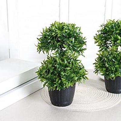 Evergreen Plant Potted Plants Artificial Ginkgo Tree Tea Tree Potted Plants Suitable For Home Office Restaurant Commercial Center Desktop Decoration miniinthebox
