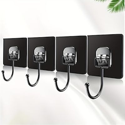 20pcs Black Door Hooks With Strong Adhesive No Drilling Sticky Hooks For Hanging Clothes Racks Wall-mounted Load-bearing Kitchen Bathroom Living Room Door Hooks With No Trace Of Strong Adhesive B Lightinthebox