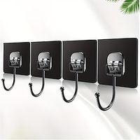20pcs Black Door Hooks With Strong Adhesive No Drilling Sticky Hooks For Hanging Clothes Racks Wall-mounted Load-bearing Kitchen Bathroom Living Room Door Hooks With No Trace Of Strong Adhesive B Lightinthebox - thumbnail
