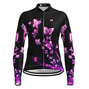 21Grams Women's Long Sleeve Cycling Jersey Summer Spandex Black Butterfly Bike Top Mountain Bike MTB Road Bike Cycling Quick Dry Moisture Wicking Sports Clothing Apparel  Stretchy  Athleisure Lightinthebox