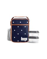 Fit & Fresh Foundry Olney Bag Kit includes 2 Snack Containers Navy Polka Dot