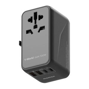 Momax 1-World 100W GaN 4 Ports + AC Travel Adapter - Black