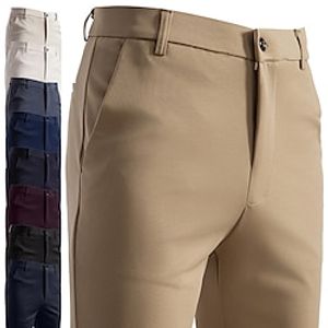 Men's Casual Pants Suit Pants Pocket Print Simple Solid Colored Waterproof Wearable Full Length Home Work Classic Casual / Sporty White gray Black Stretchy miniinthebox
