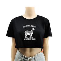 Women's Crop Top Tee  T-shirt Crop Top Crew Neck Letter Printed Sport Athleisure T Shirt Top Short Sleeves Breathable Soft Comfortable Everyday Use Street Casual Daily Outdoor Lightinthebox - thumbnail