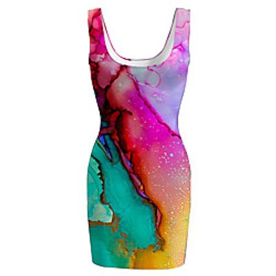 Women's Sports Dress Short Mini Dress Rainbow Sleeveless Print Print Spring Summer Round Neck Casual 2021 S M L XL XXL 3XL Lightinthebox