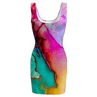 Women's Sports Dress Short Mini Dress Rainbow Sleeveless Print Print Spring Summer Round Neck Casual 2021 S M L XL XXL 3XL Lightinthebox - thumbnail