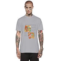 Men's Tee T shirt Hot Stamping Graphic Prints Vintage Print Short Sleeve Casual Tops Ethnic Style Casual Fashion Designer Blue Gray White Lightinthebox - thumbnail