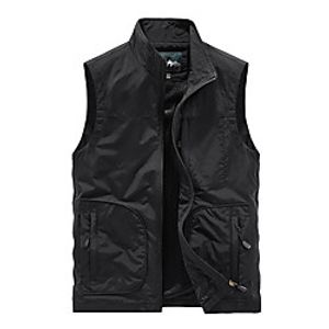 Men's Vest Sport Daily Fall Spring Regular Coat Stand Collar Loose Thermal Warm Breathable Sporty Elegant Jacket Sleeveless Hot Stamping Solid Color Print Blue Gray Khaki Lightinthebox
