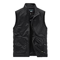 Men's Vest Sport Daily Fall Spring Regular Coat Stand Collar Loose Thermal Warm Breathable Sporty Elegant Jacket Sleeveless Hot Stamping Solid Color Print Blue Gray Khaki Lightinthebox - thumbnail