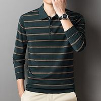 Men's Pullover Sweater Jumper Sweater Polo Knitwear Ribbed Knit Button Knitted Stripe Turndown Fashion Streetwear Daily Wear Vacation Clothing Apparel Fall  Winter Camel Dark Navy S M L Lightinthebox - thumbnail