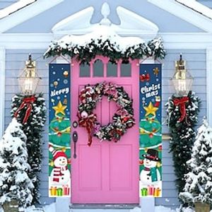 Winter Christmas Banner Sign Christmas Front Porch Door Decorations - Outdoor Xmas Decor - Merry Christmas Sign for City, Country Clearance Wall Hanging Outside Lightinthebox