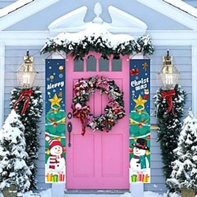 Winter Christmas Banner Sign Christmas Front Porch Door Decorations - Outdoor Xmas Decor - Merry Christmas Sign for City, Country Clearance Wall Hanging Outside Lightinthebox