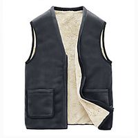 Men's Hiking Vest Reversible Jacket Hiking Fleece Vest Winter Outdoor Thermal Warm Windproof Fleece Lining Quick Dry Outerwear Coat Top Skiing Ski  Snowboard Fishing Black Dark Gray  Lightweight Lightinthebox - thumbnail