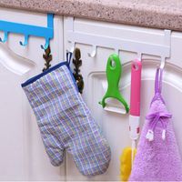 5-hooks Free Nails Hanger Iron Door Hook Seamless Sticky Hook Kitchen Strong Hanger Clothes Hook