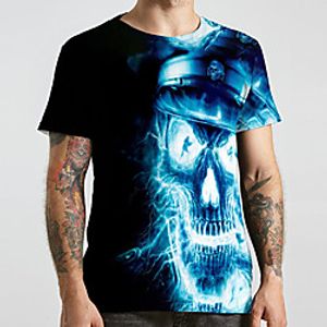 Men's Unisex Tee T shirt 3D Print Graphic Prints Skull Flame Plus Size Print Short Sleeve Casual Tops Fashion Designer Big and Tall Black Lightinthebox