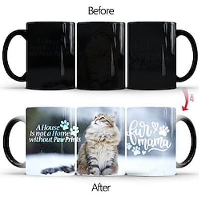 Cat Mom Color Changing Coffee Mug, 11oz Ceramic Coffee Cup, Heat Sensitive Water Cup, Summer Winter Drinkware, Birthday Gifts, New Year Gifts, Valentine's Day Gift Lightinthebox