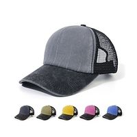 Men's Baseball Cap Trucker Hat Black Yellow Mesh Travel Beach Outdoor Vacation Plain Adjustable Sunscreen Breathable Fashion miniinthebox - thumbnail