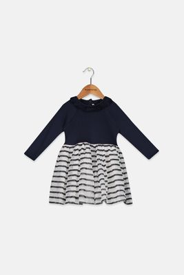 Toddlers Girls Flare Dress Navy Combo Toddlers Girls Flare Dress Navy Combo