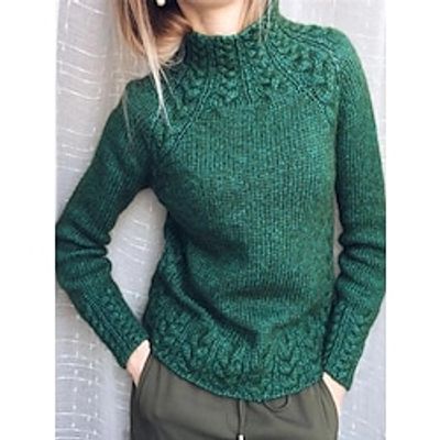 Women's Turtleneck Stylish Sweater Cable Knit Oversized Solid Color Pullover Jumper Casual Outdoor Daily Fall Winter Black Wine S M Lightinthebox