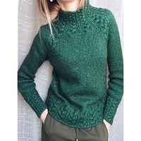 Women's Turtleneck Stylish Sweater Cable Knit Oversized Solid Color Pullover Jumper Casual Outdoor Daily Fall Winter Black Wine S M Lightinthebox - thumbnail